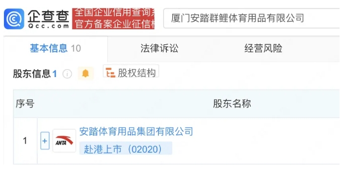 安踏成立新公司，注冊資本10億元！特步（bù）增資至32.7億